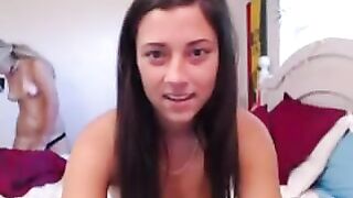 2 Lesbian amateur teens use strapon dildo on webcam