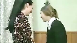 MILF seduces young school girl 