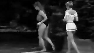 Two Busty Girls Shaking Boobs in Pool (1960s Vintage)