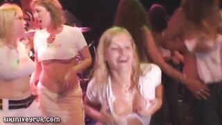 Nasty wet t shirt concert with nipple licking