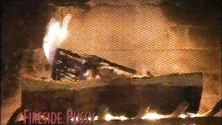 Lesbian teens have fun near the fireside