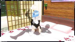 3D MANGA RE ZERO Rem pounces on a big dong