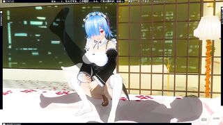 3D MANGA RE ZERO Rem pounces on a big dong