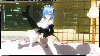 3D MANGA RE ZERO Rem pounces on a big dong