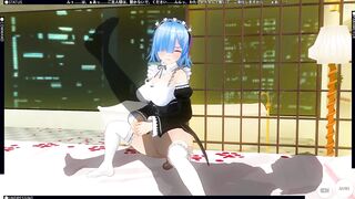3D MANGA RE ZERO Rem pounces on a big dong