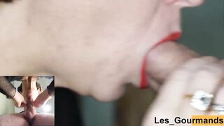 Big knob fellatio and gulp – view from beneath