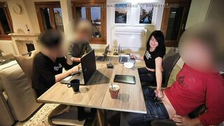 PUBLIC BIZARRE! HOT RAMROD MADE TO CUM UNDER THE TABLE