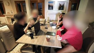 PUBLIC BIZARRE! HOT RAMROD MADE TO CUM UNDER THE TABLE