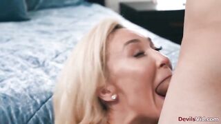 Big bazookas Ryan Keely was caught by her stepson cheating.The chap promised to keep silent in exchange of him licking and fucking his stepmoms bushy cunt