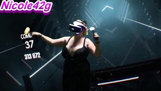 Nicole42g plays Beat Saber. S1 Ep1b: "Boundless" Playing in Bra! Difficulty Normal:)