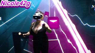 Nicole42g plays Beat Saber. S1 Ep1b: "Boundless" Playing in Bra! Difficulty Normal:)