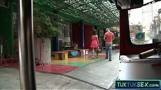 Asian MILF chick takes a ride in a TukTuk somewhere in Thailand