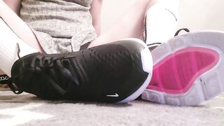 Nike Sneakers Taking Off Feet Play Long Socks