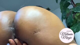 Sexy Ebony sweetheart oils ass and twerks