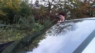 Wild Car Sex with Busty Golden-haired Getting Screwed Outdoor