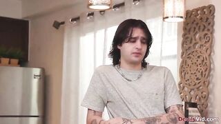 Brunette lesbo Nico Luva wants to try males for a change.Shes seducing their tenant Elias Cash.The stud is licking her hairy pussy before fucking her booty
