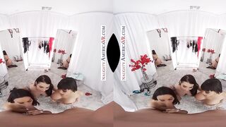 A mischievous dressing room rendezvous with you, Gia Milana, Ivy LeBelle, and Luna Star