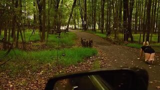 19-year old pliant Lexi Grey drinks piss in the woods