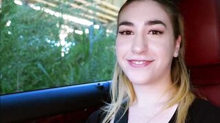 19-year old pliant Lexi Grey drinks piss in the woods