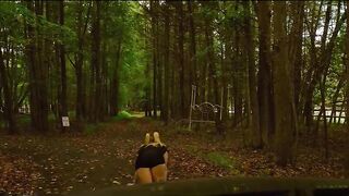 19-year old pliant Lexi Grey drinks piss in the woods