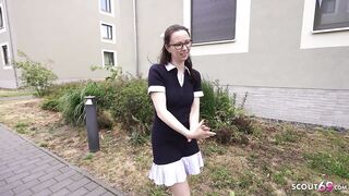 GERMAN SCOUT - Slender and Shy German Glasses Student Girl Ronya Rabe at Casting Bang