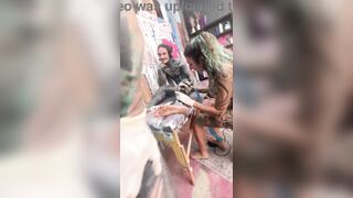 Wild Tattoo Shop Moment - Tattooing While Giving a Head