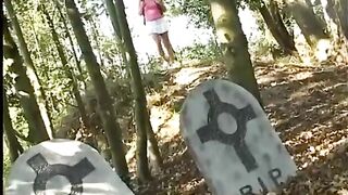 Cute Teen with Hawt Melons and Mini Skirt in the Woods