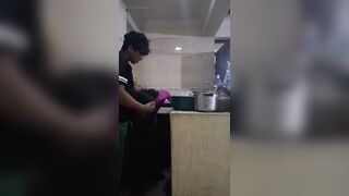 Employee Screwing and Sucking When She Washes Ribald Dishes