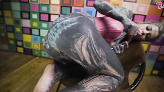 Solo Anal Masturbation - Pink Lace Corset and Steel Toy