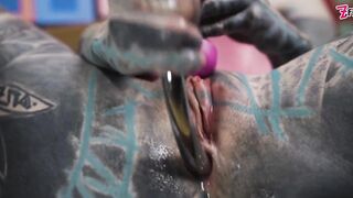 Solo Anal Masturbation - Pink Lace Corset and Steel Toy