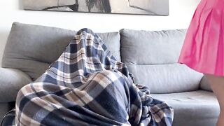 Step Sis Early Came Home And Caught Step Brother Jerking Off On Porn But Start Handjob Him! Spunk flow