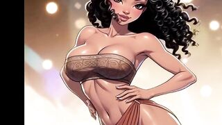 AI Generated - Anime cartoon animated hentai african american black ebony european trans goddess stripper fucks step sister raw