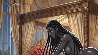 AI Generated - Anime cartoon animated hentai african american black ebony european trans goddess stripper fucks step sister raw