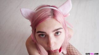 Pink hair, taut twat, big tits and cute face - this gal deserves a creampie! - Eva Elfie