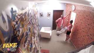 Fake Hostel Cute brunette feels loved after hard rough screw juicy twat squirt orgasm