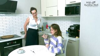 Stepmom help me with my lessons. MILF screwed young Stepdaughter for bad grades