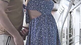 Forbidden Touch on Subway Teach! Perv Stranger's Weenie Gets hard while she accidental touch him. Shameless Stud CUMS Hard using cutie's hand