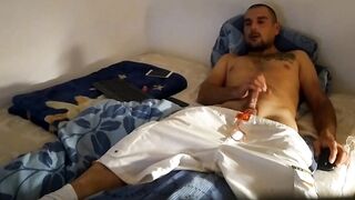 polish dude stroking to orgasm