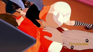 Yiff Yaoi Hentai 3D - 3-some Horse Luis (Horse) Naru (Fox) & Shiro (Dog)