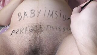 Cumslut wife get covered in dirty body writings like pervert cheap floozy