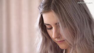 Russian cute chick Tieny masturbates her taut vagina