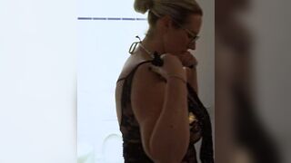 Behind the scene, Golden-haired with huge tits invites two friends home. Full clip on my OF Page.
