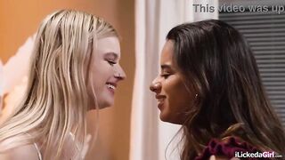 Small latina helps big melons golden-haired lesbian roommate orgasm