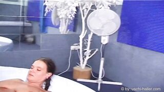 Homemade creampie gangbang party with 3 gals & 14 lads