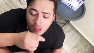 Straight stud discovers that his almost all worthy friend is homosexual and decides to experiment fucking his ass for the first time when his wife is not at home and enjoys it so much that this man leaves all his cum in her ass