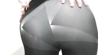 Yoga pants ass tease black thong!