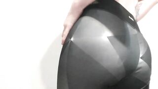Yoga pants ass tease black thong!