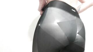 Yoga pants ass tease black thong!