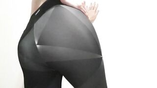 Yoga pants ass tease black thong!