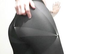 Yoga pants ass tease black thong!